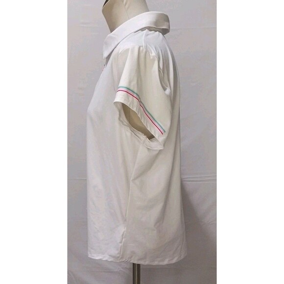 RBX Women's 1/4 Zip Short Sleeve Polo W/ Printed Stripe At Sleeves XL White NWT - Picture 2 of 11